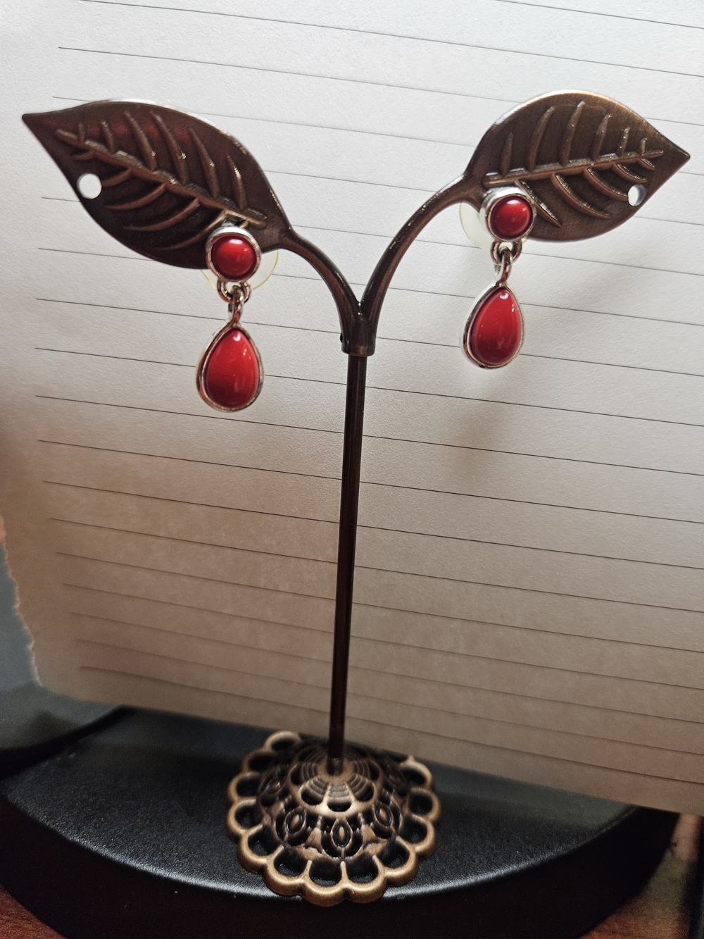 Red Teardrop Dangle Earrings - Women's Silver-Tone Jewelry